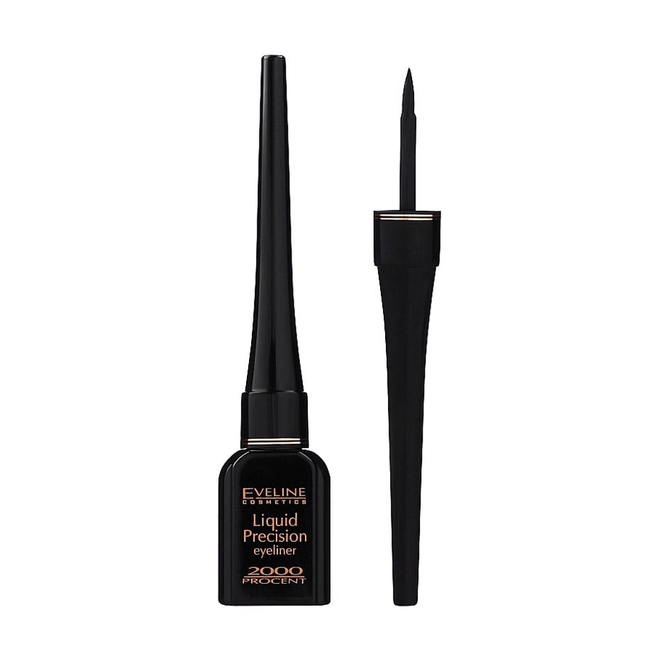 Водостійка матова підводка для очей Eveline Cosmetics Liquid Precision Eyeliner 2000 Procent Waterproof чорна, 4 мл